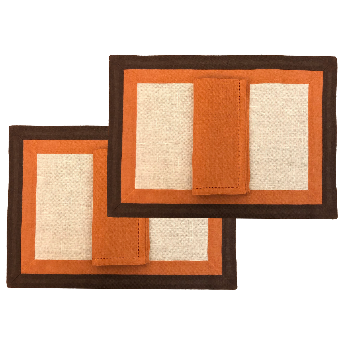 Capri – set of 2 placemats and napkins in brown and orange