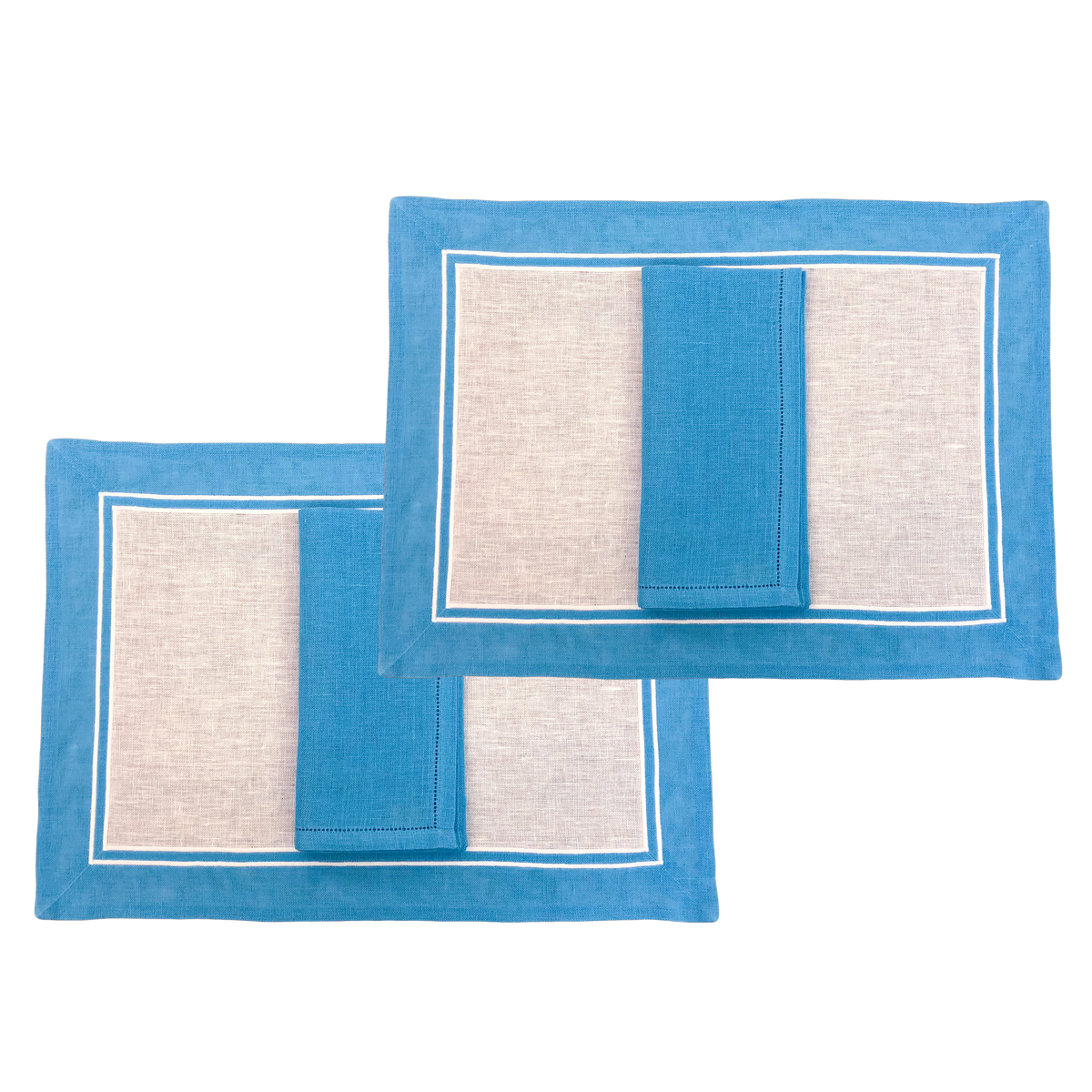 Set of 2 turquoise Giglio placemats and napkins