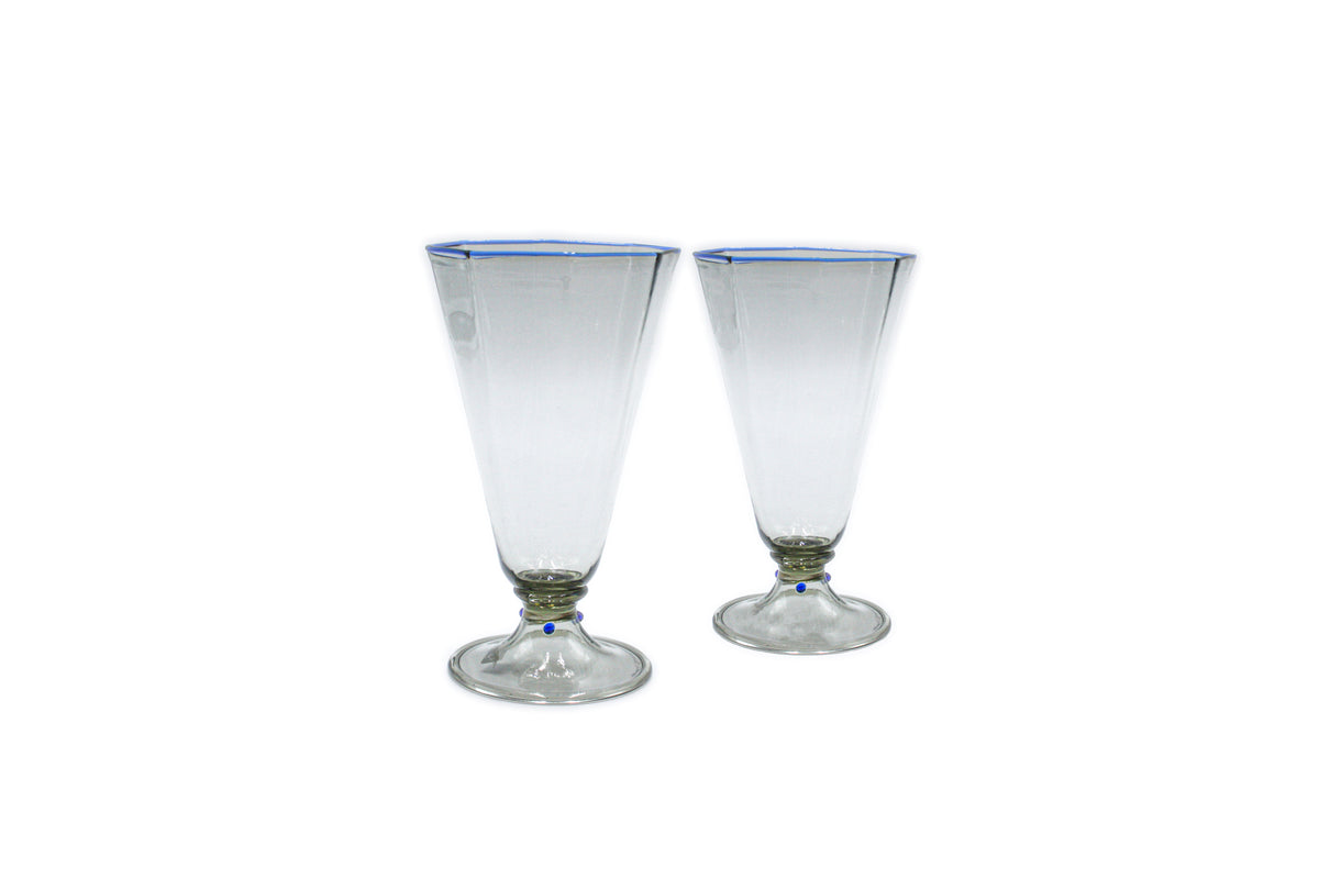 Set of 2 octagonal glasses with base