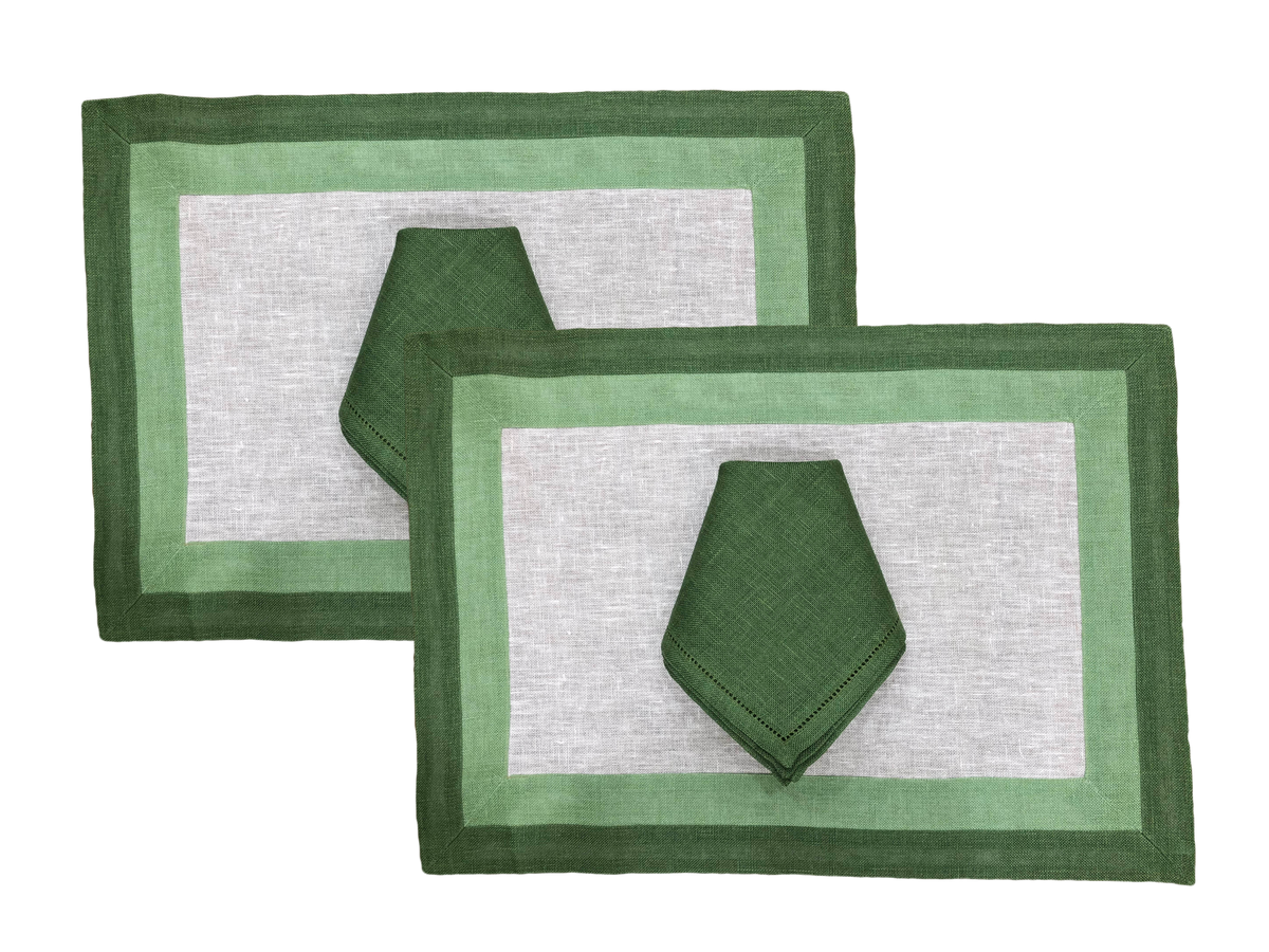 Capri – set of 2 green placemats and napkins