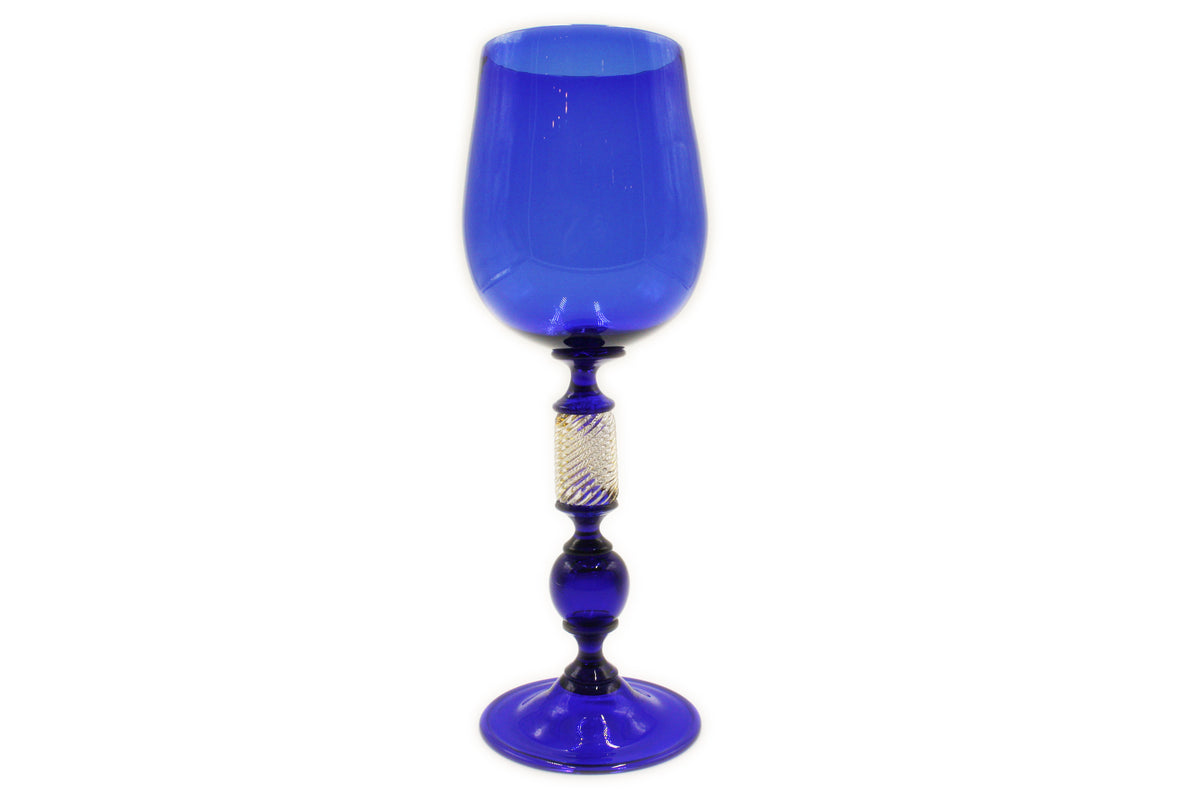 Blue tulip wine glass