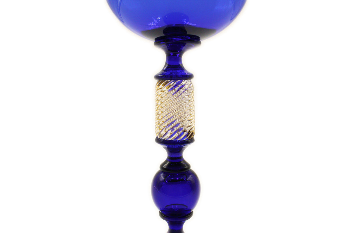 Blue tulip wine glass