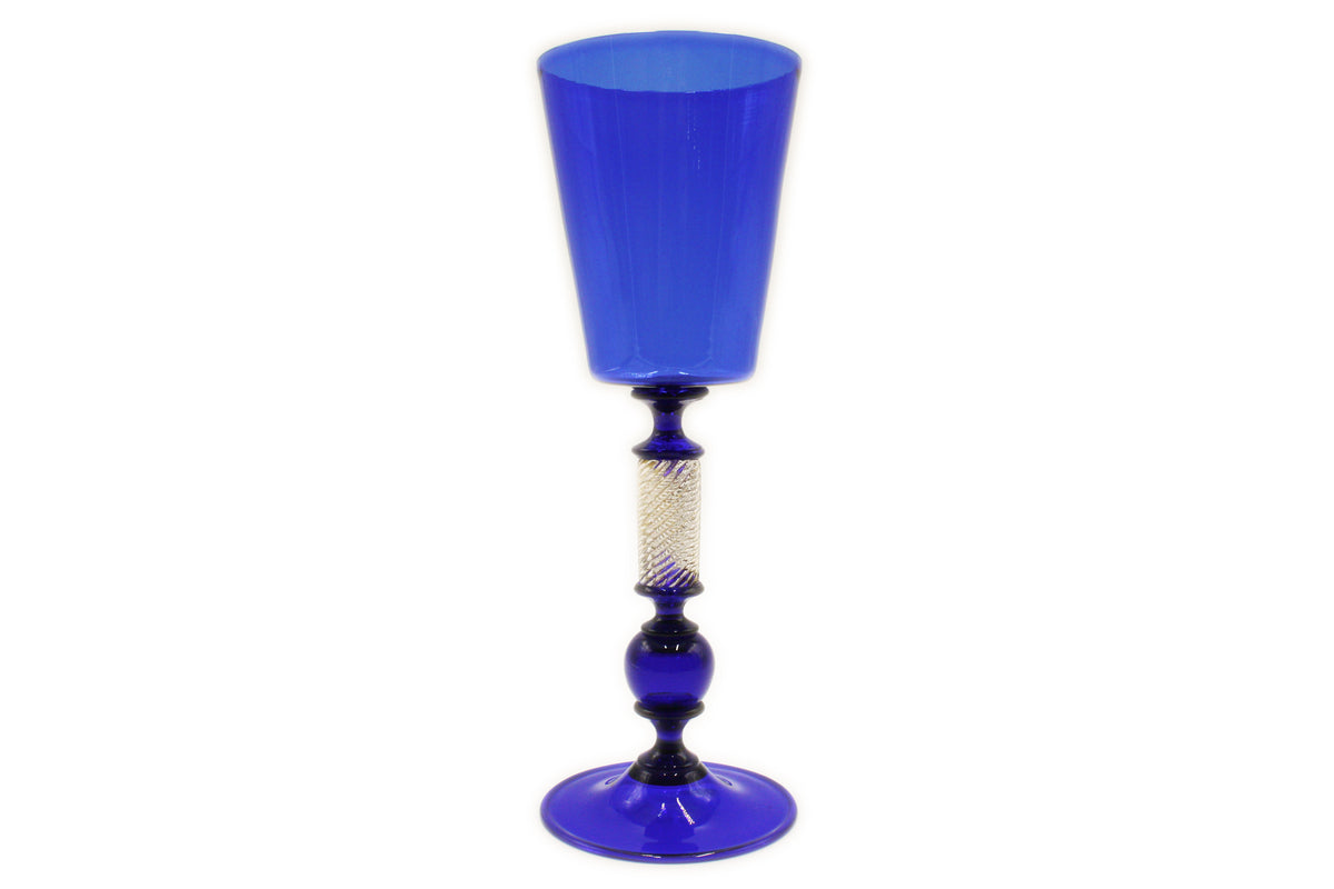 Blue cone wine glass