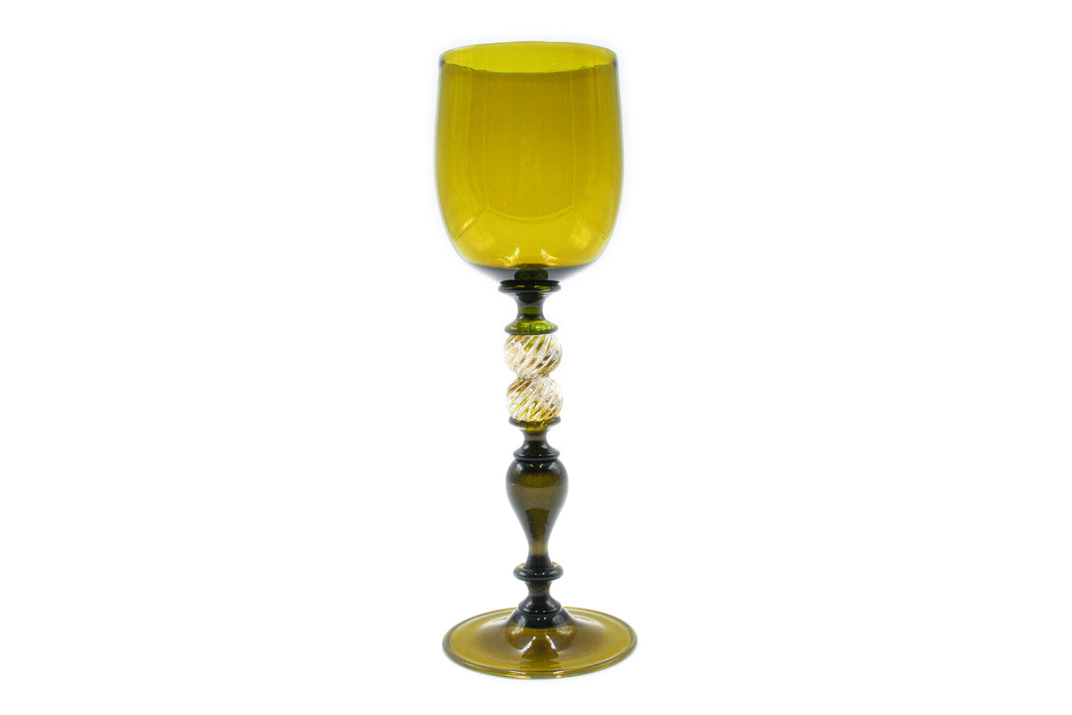 Closed tulip goblet in bottle green