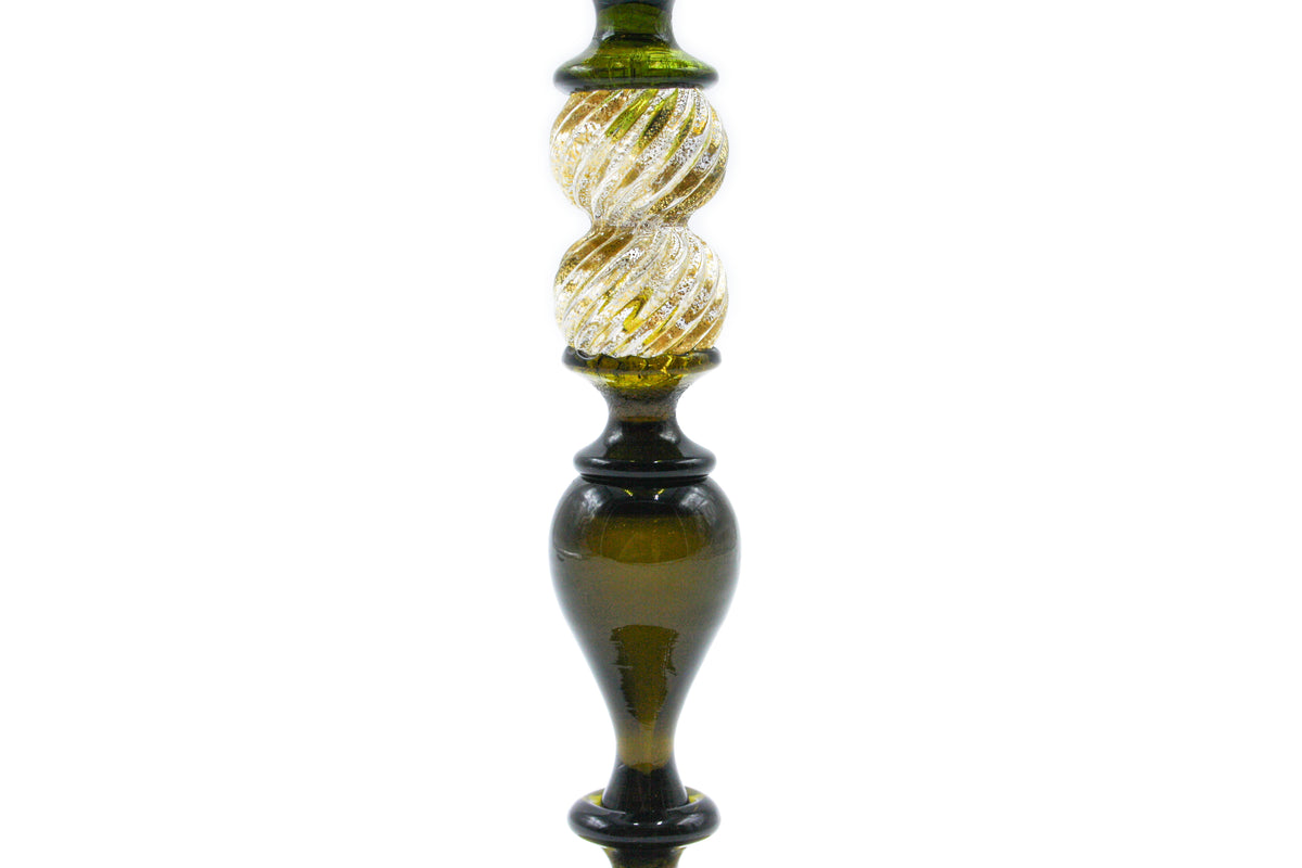 Closed tulip goblet in bottle green