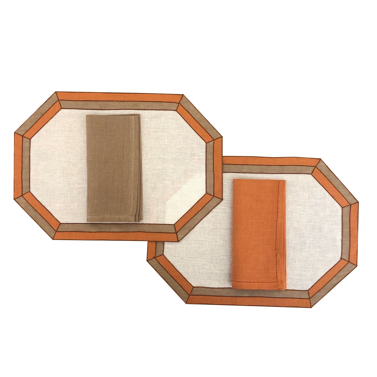 Parigi – set of 2 placemats and napkins in rust and brown
