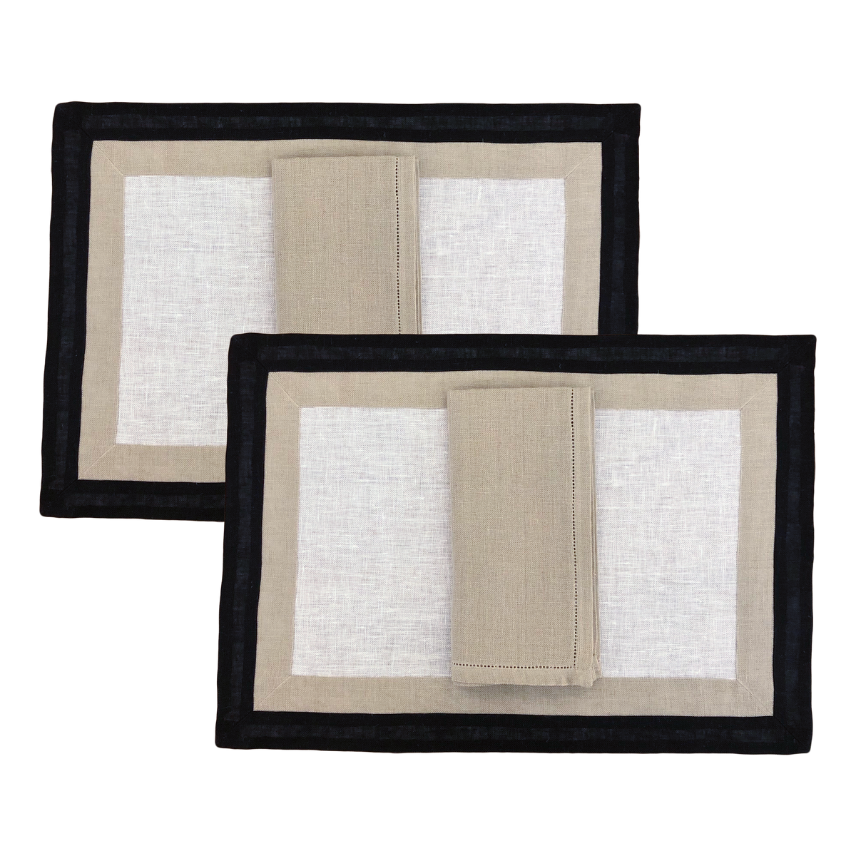 Capri – set of 2 placemats and napkins in beige and black