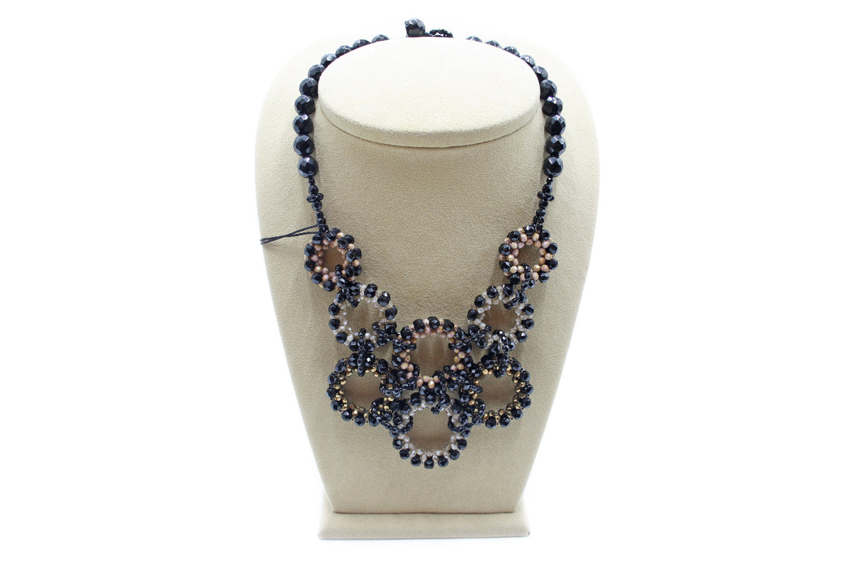 8-ring necklace - black and brown