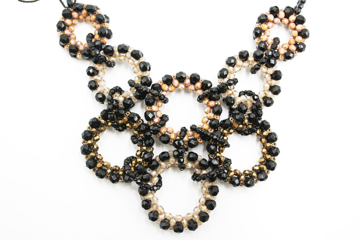 8-ring necklace - black and brown