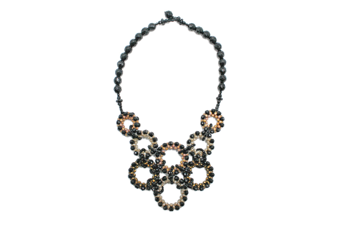8-ring necklace - black and brown