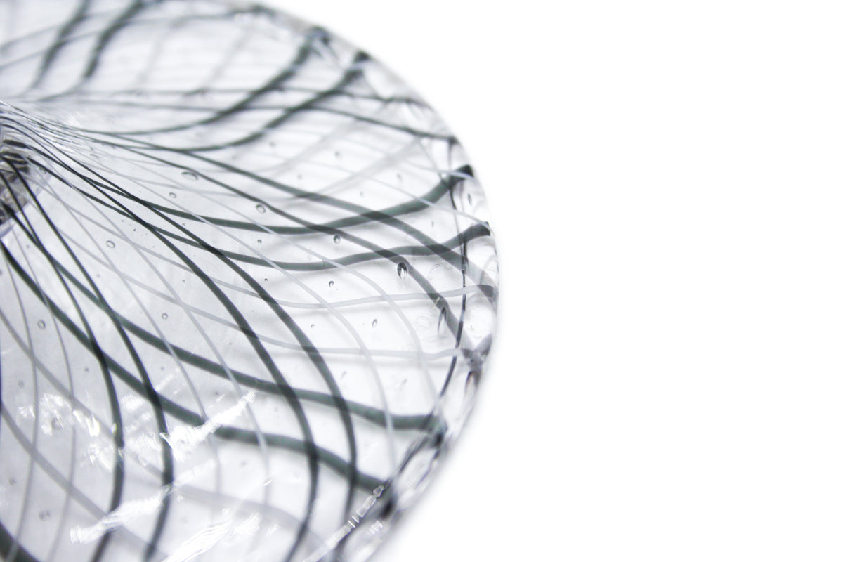 Black and white reticello champagne coupe