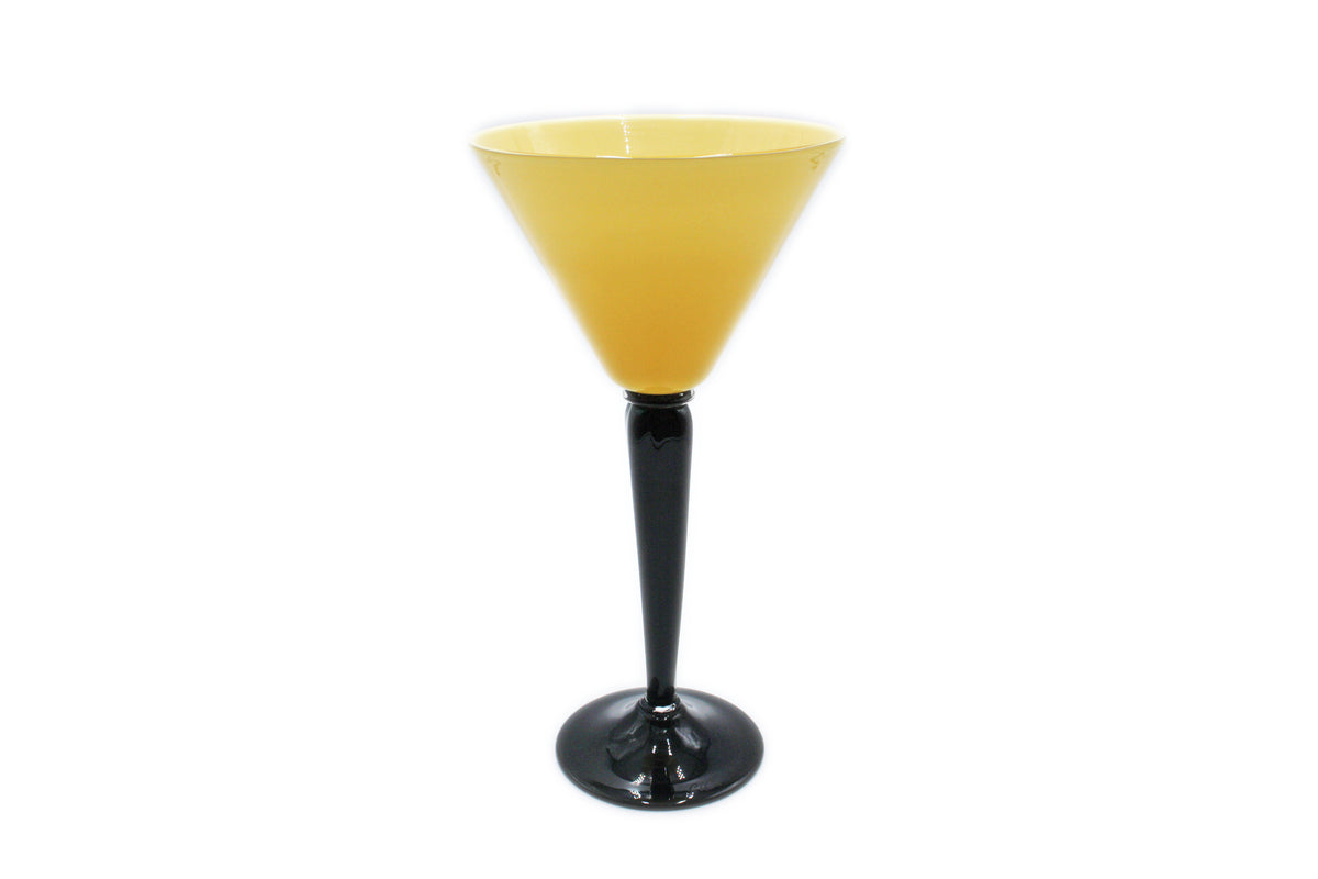 Yellow and black martini glass