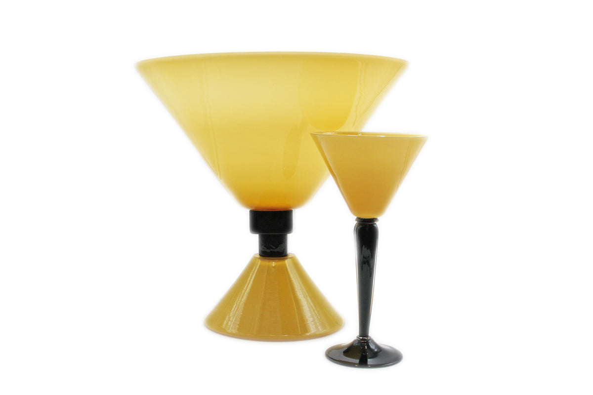 Yellow and black martini glass