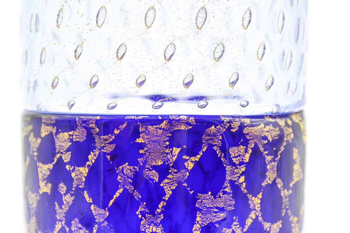 Blue and gold sommerso glass vase