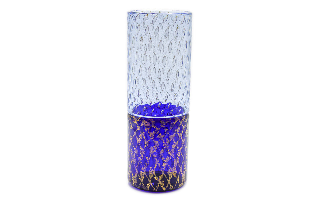 Blue and gold sommerso glass vase