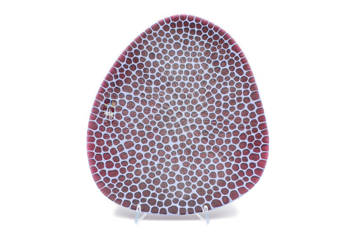 Large blue and red oval bowl