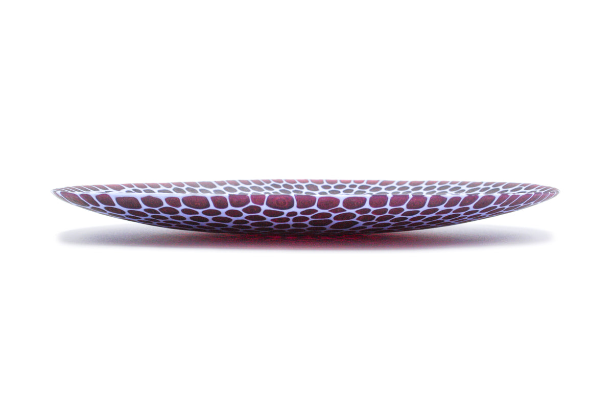 Large blue and red oval bowl