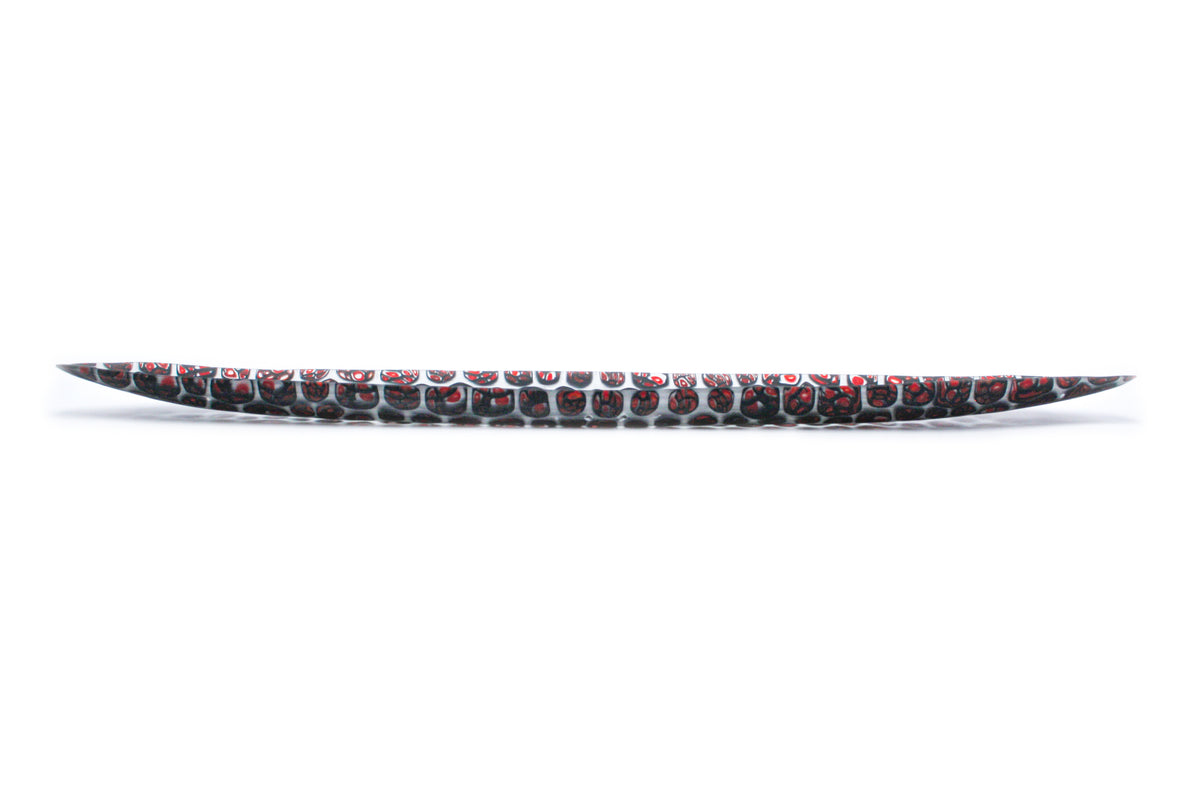 Oval black and red murrine bowl