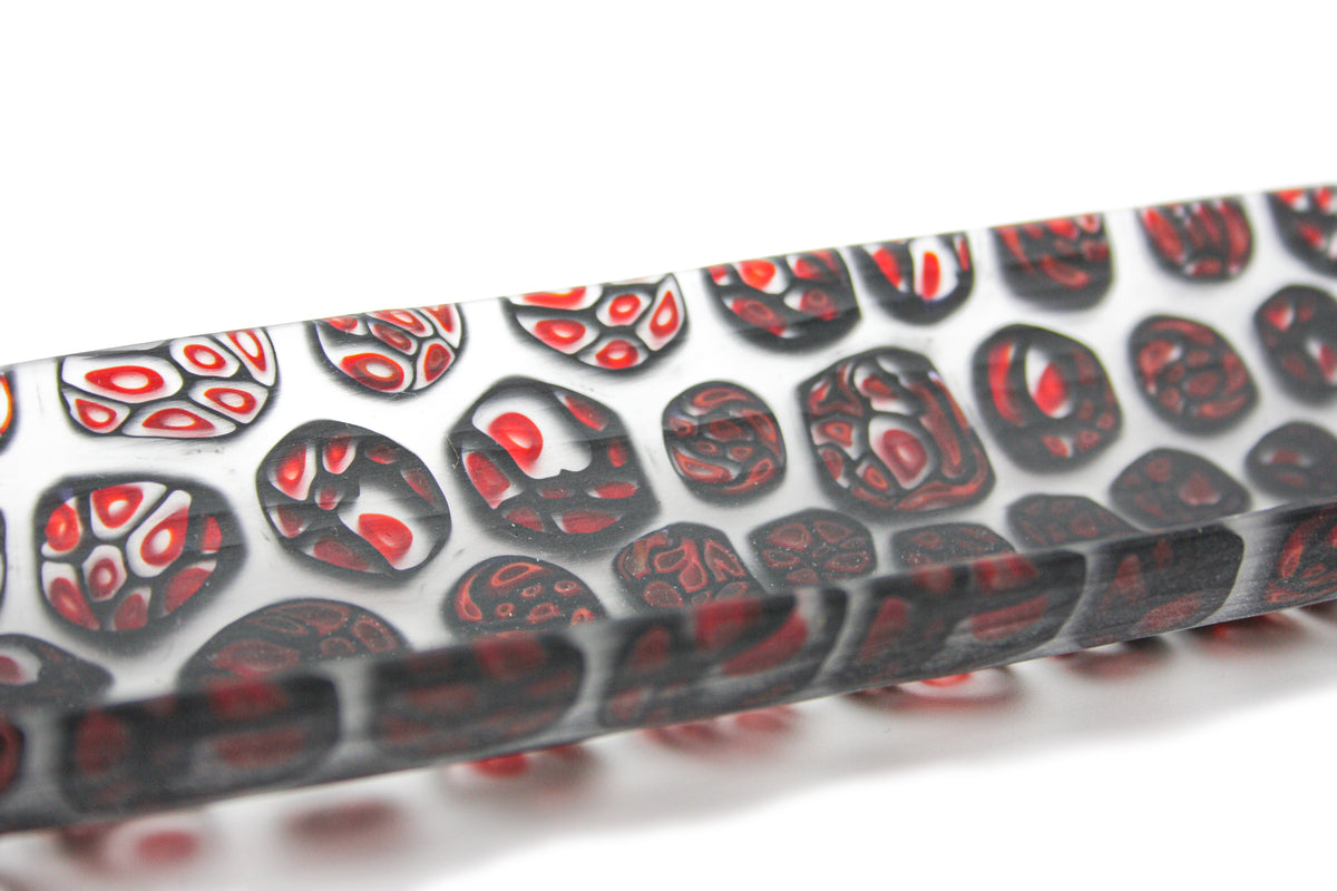 Oval black and red murrine bowl