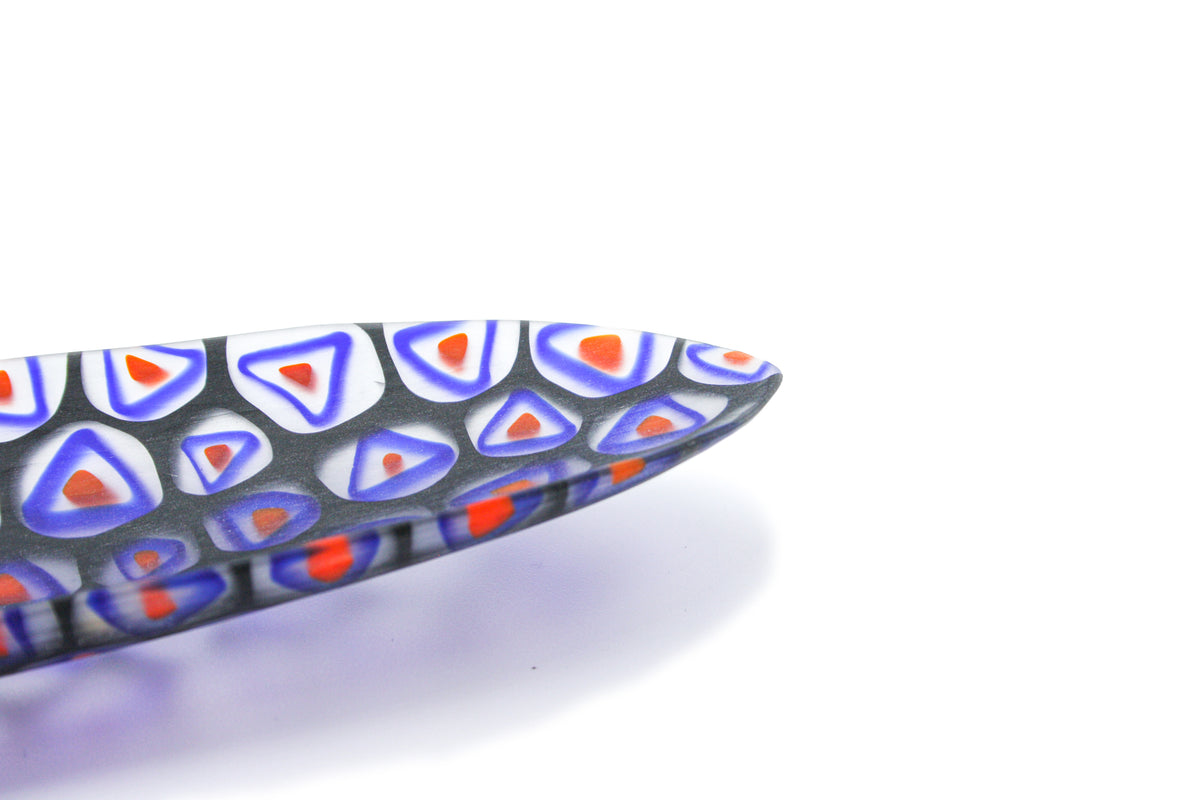 Oval blue and red murrine bowl