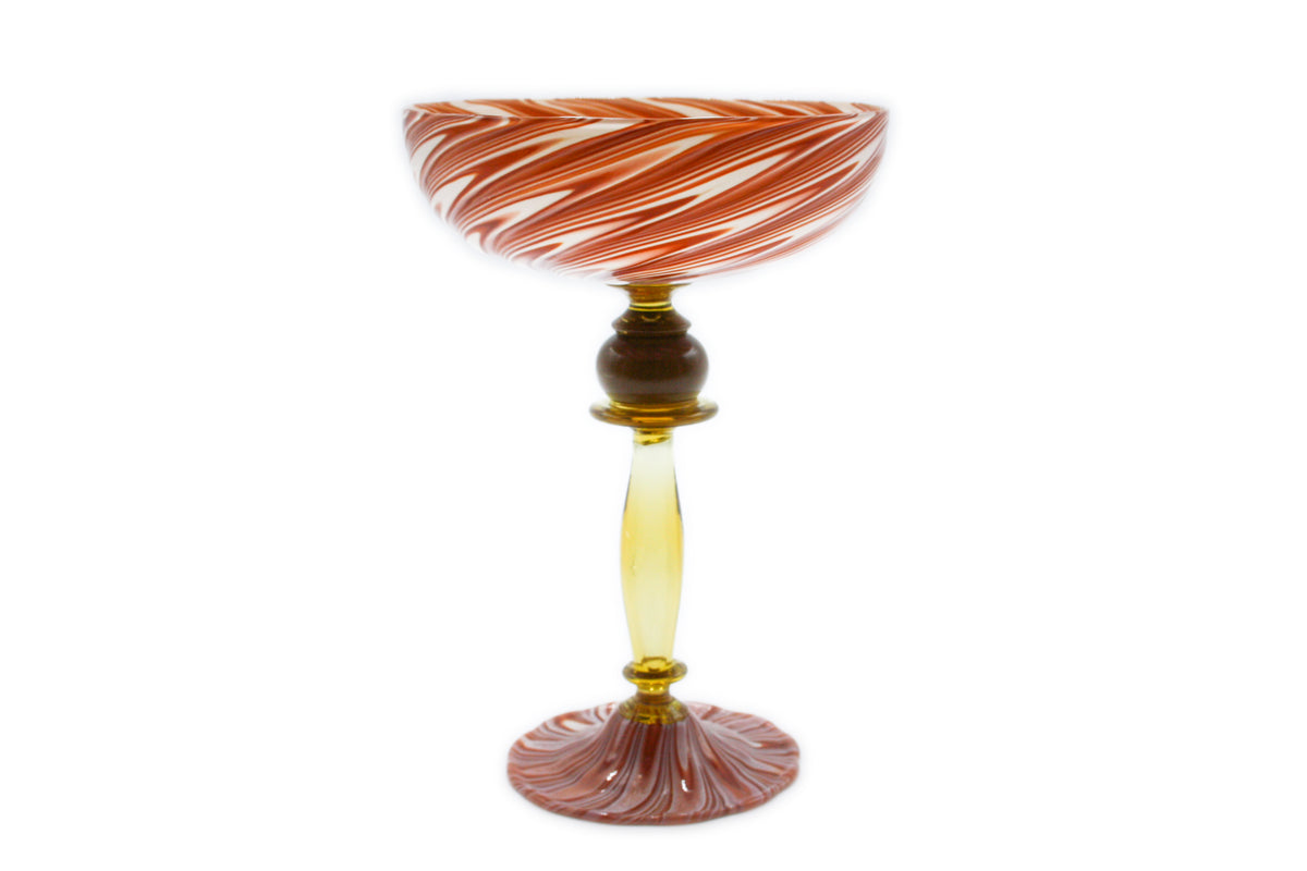 Brown feathered champagne coupe