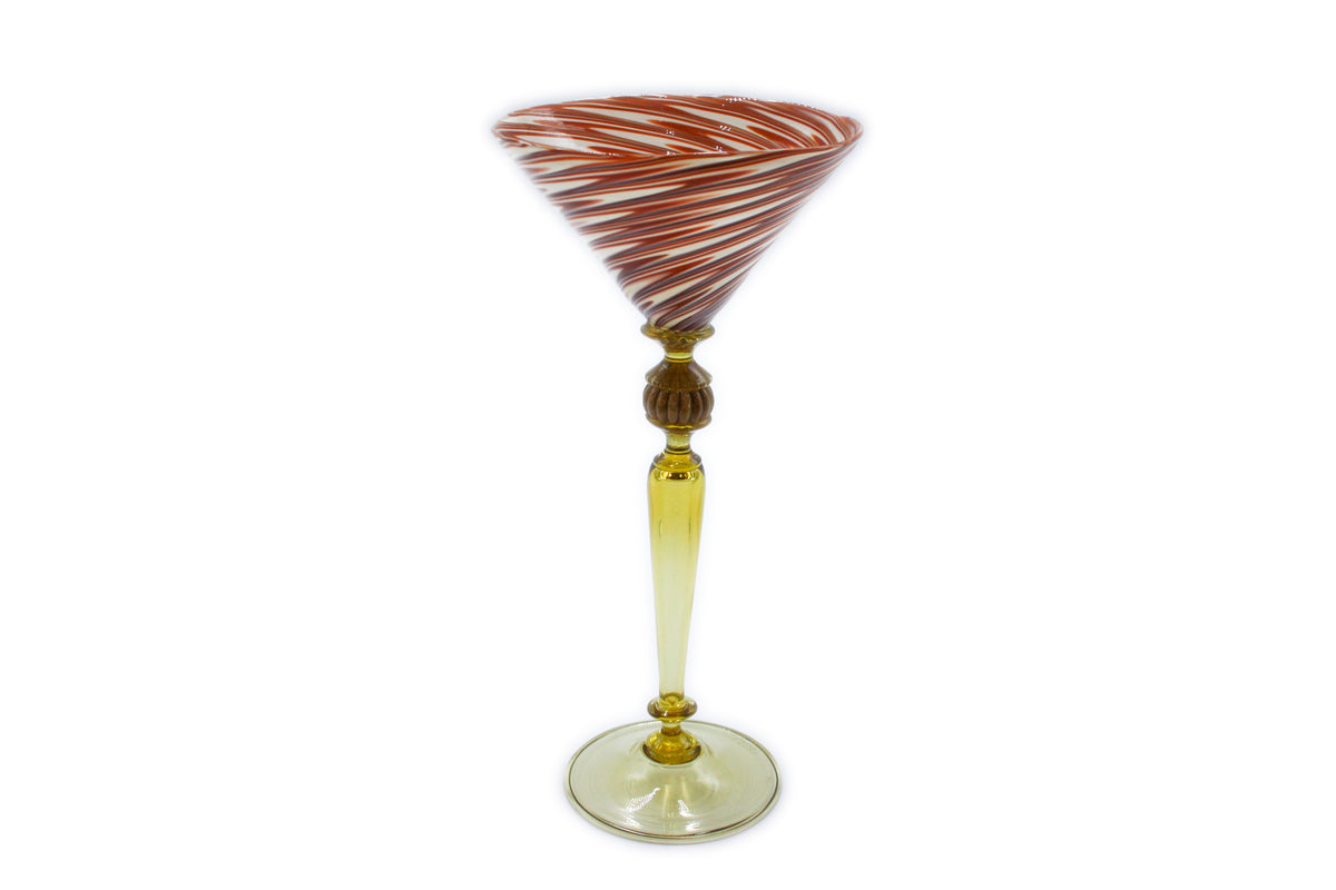 Brown feathered martini glass