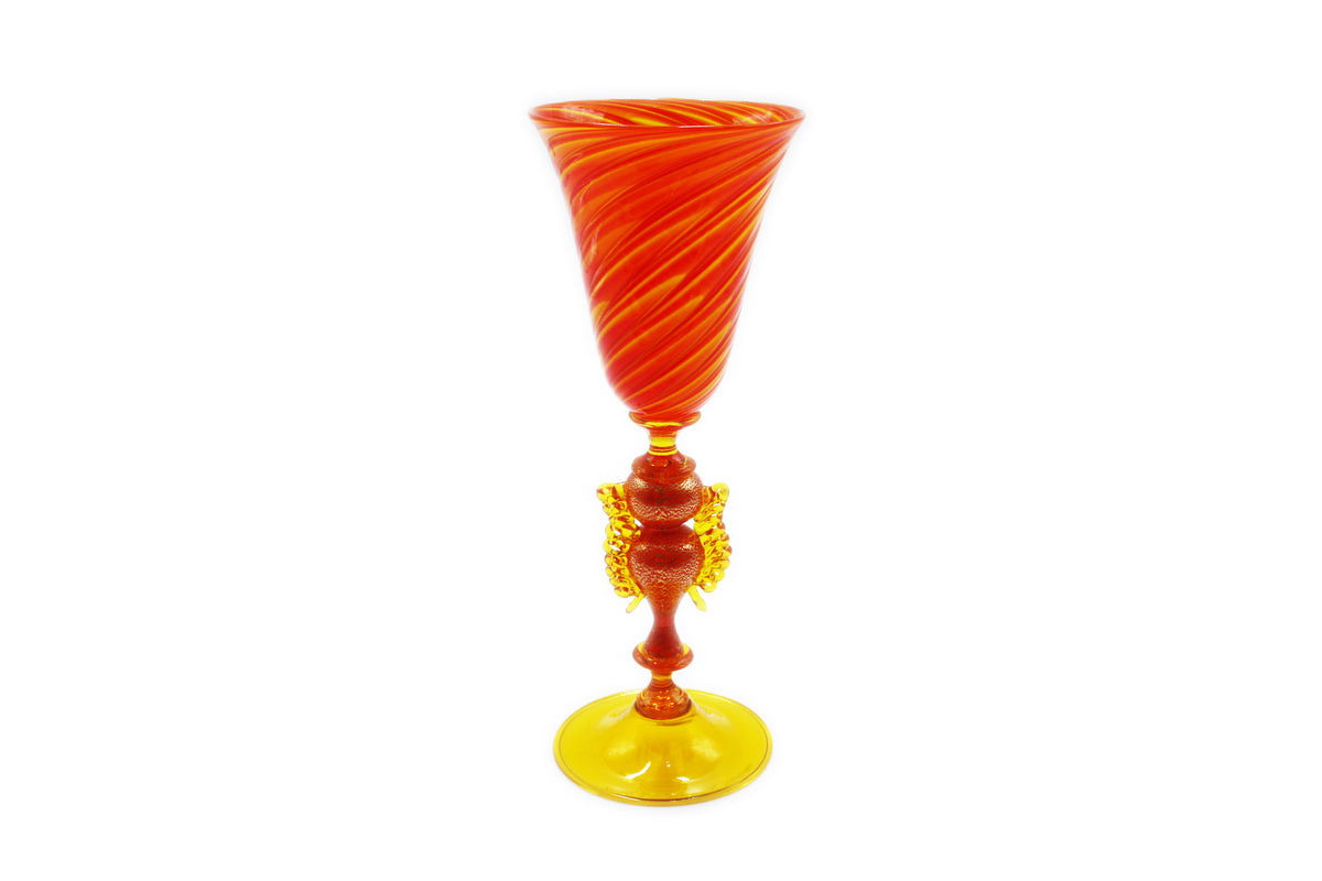 Nives goblet in orange and yellow pennato glass
