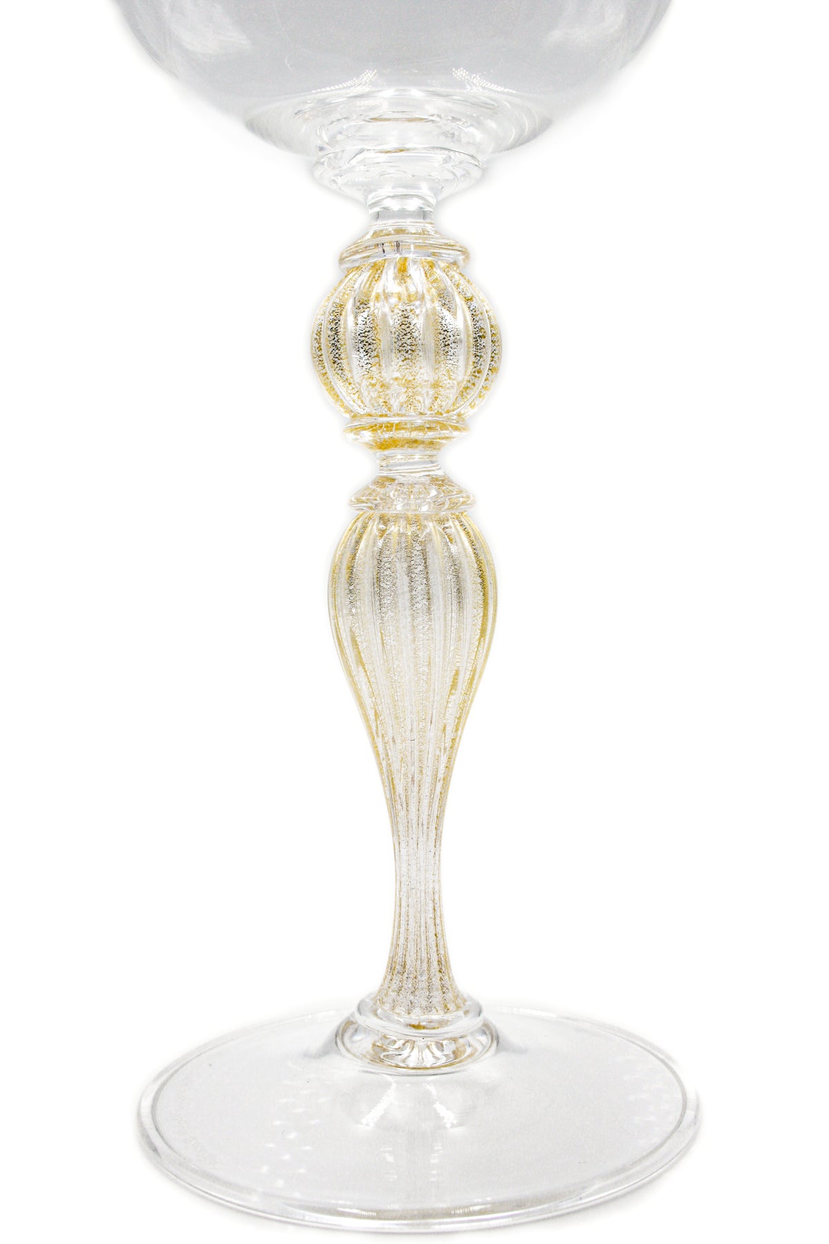 Set of 2 closed tulip crystal glasses with golden stem