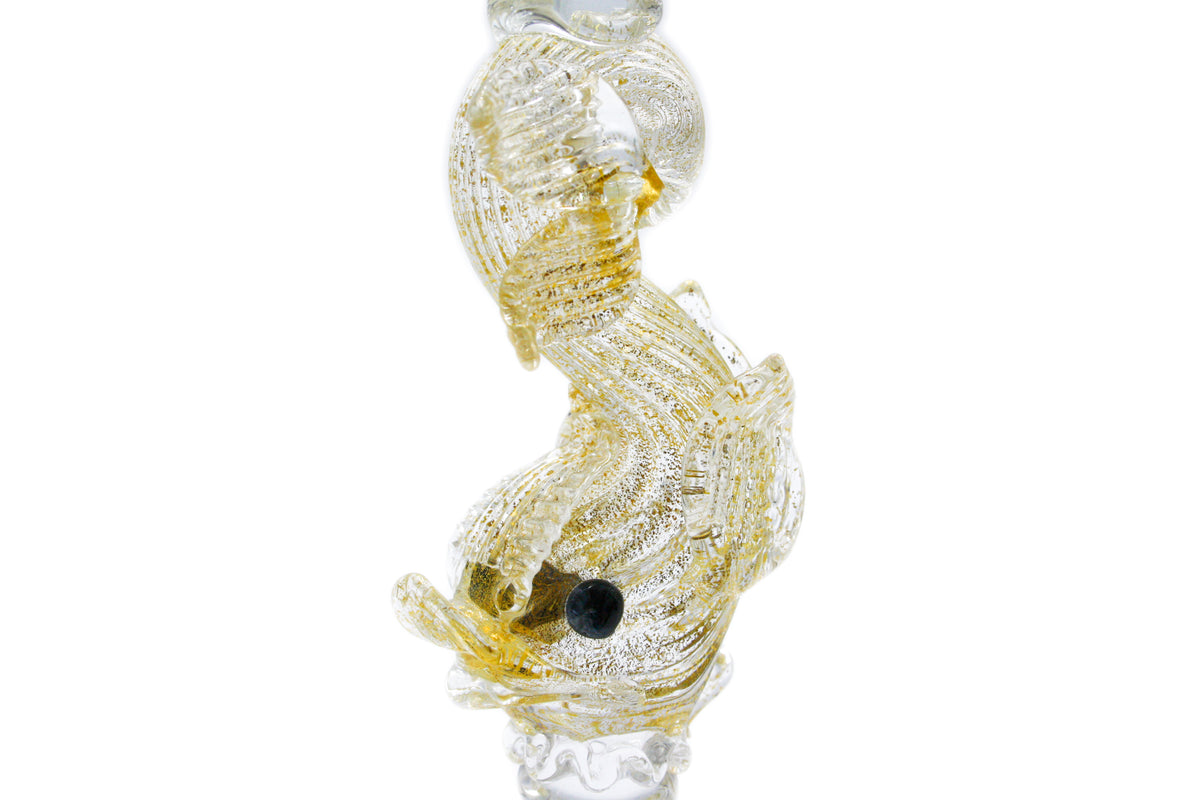 Crystal tulip glass with gilded dolphin