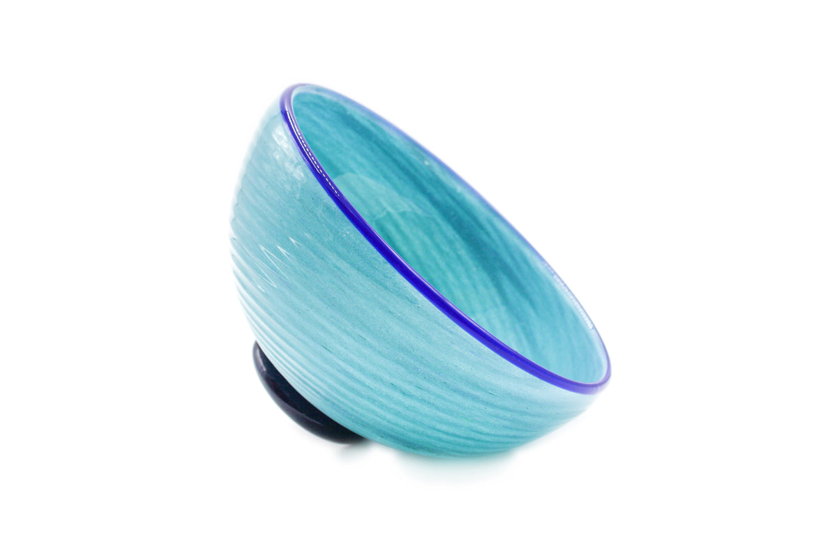 Light blue bowl with blue rim