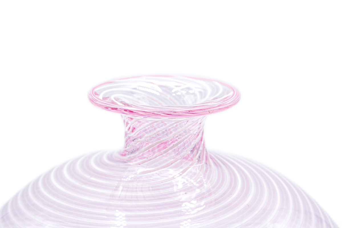 Pink and white filigree vase