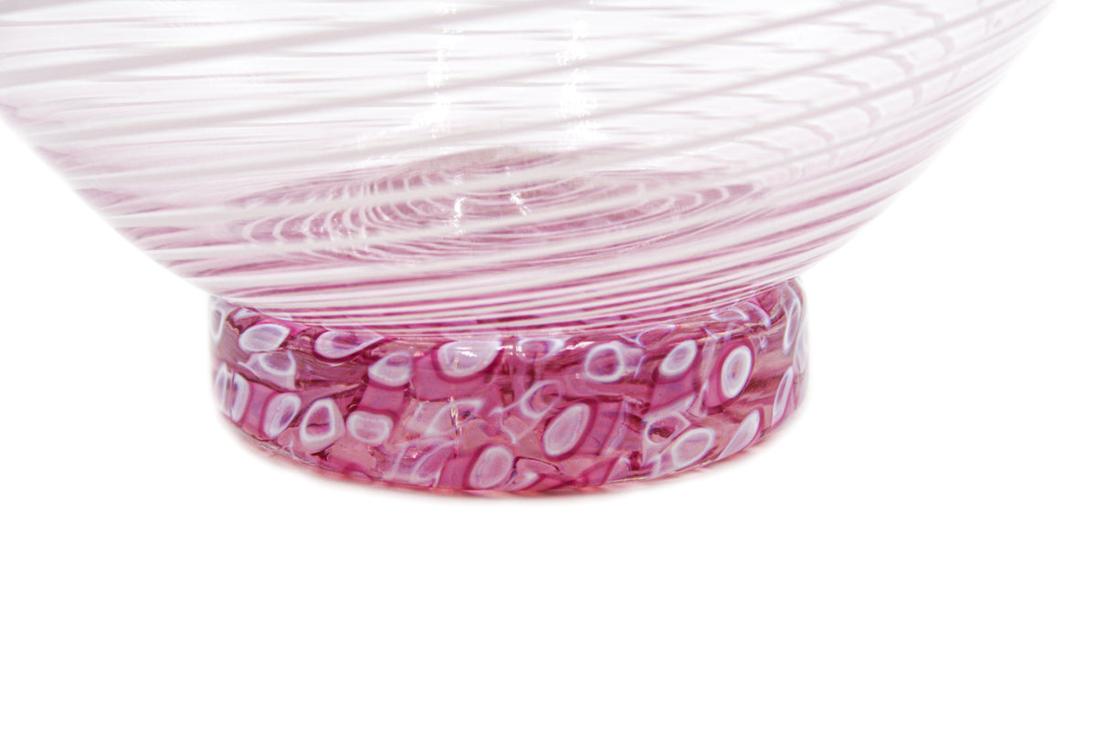 Pink and white filigree vase