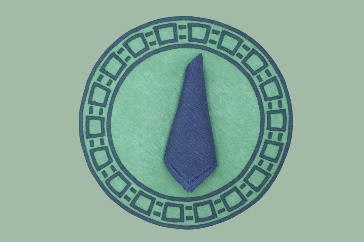 Madison placemat and napkin set green/blue