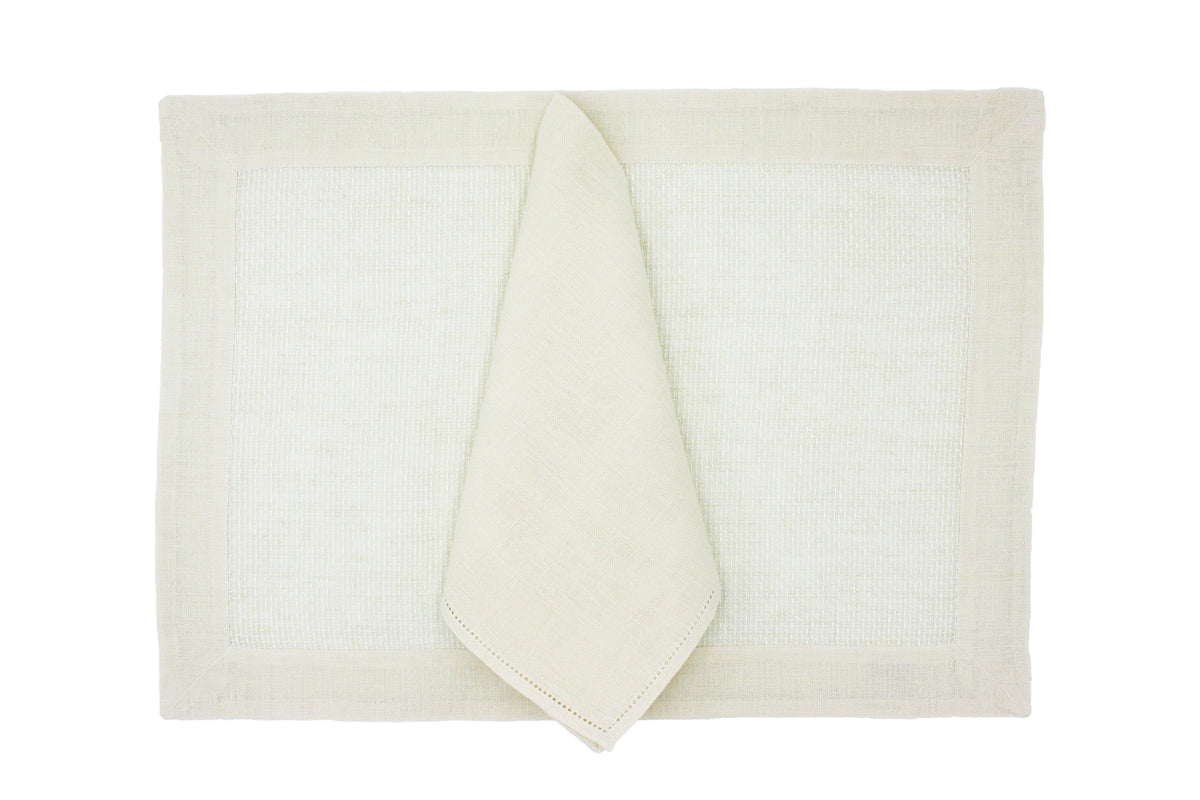 Placemat and napkin set, beige chalk