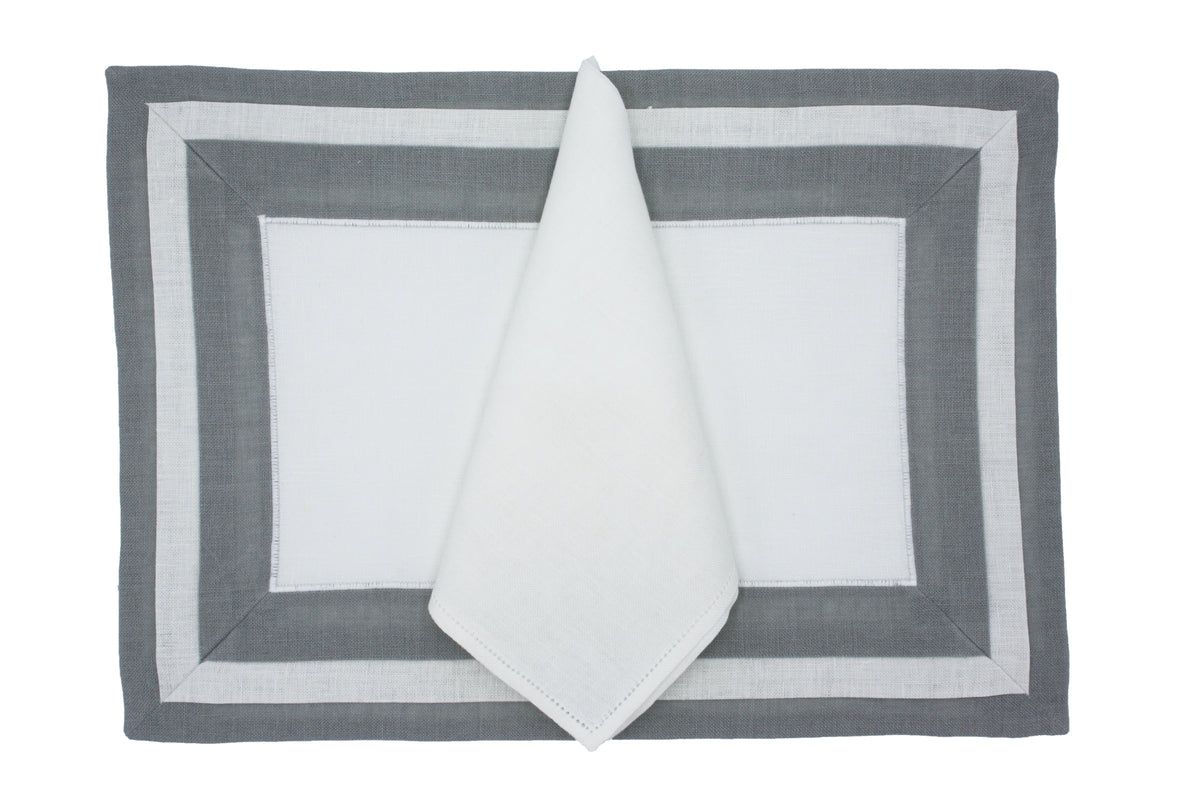 Placemat and napkin set verbena grey/white