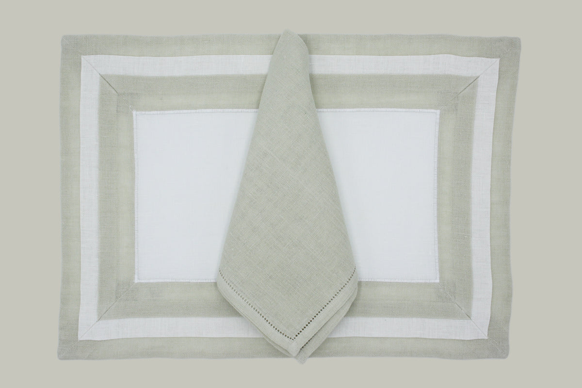 Verbena placemat and napkin set white/ecru