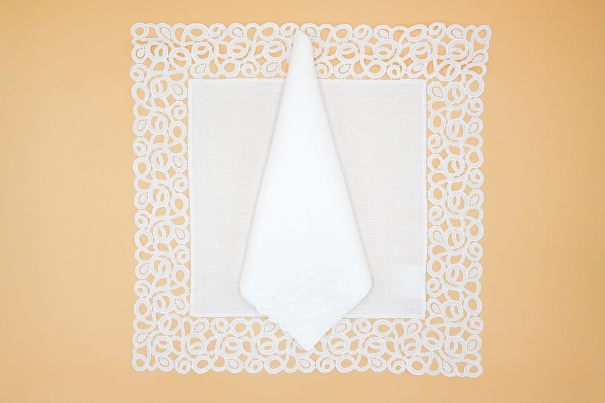 Florence - Set of two white placemats and napkins