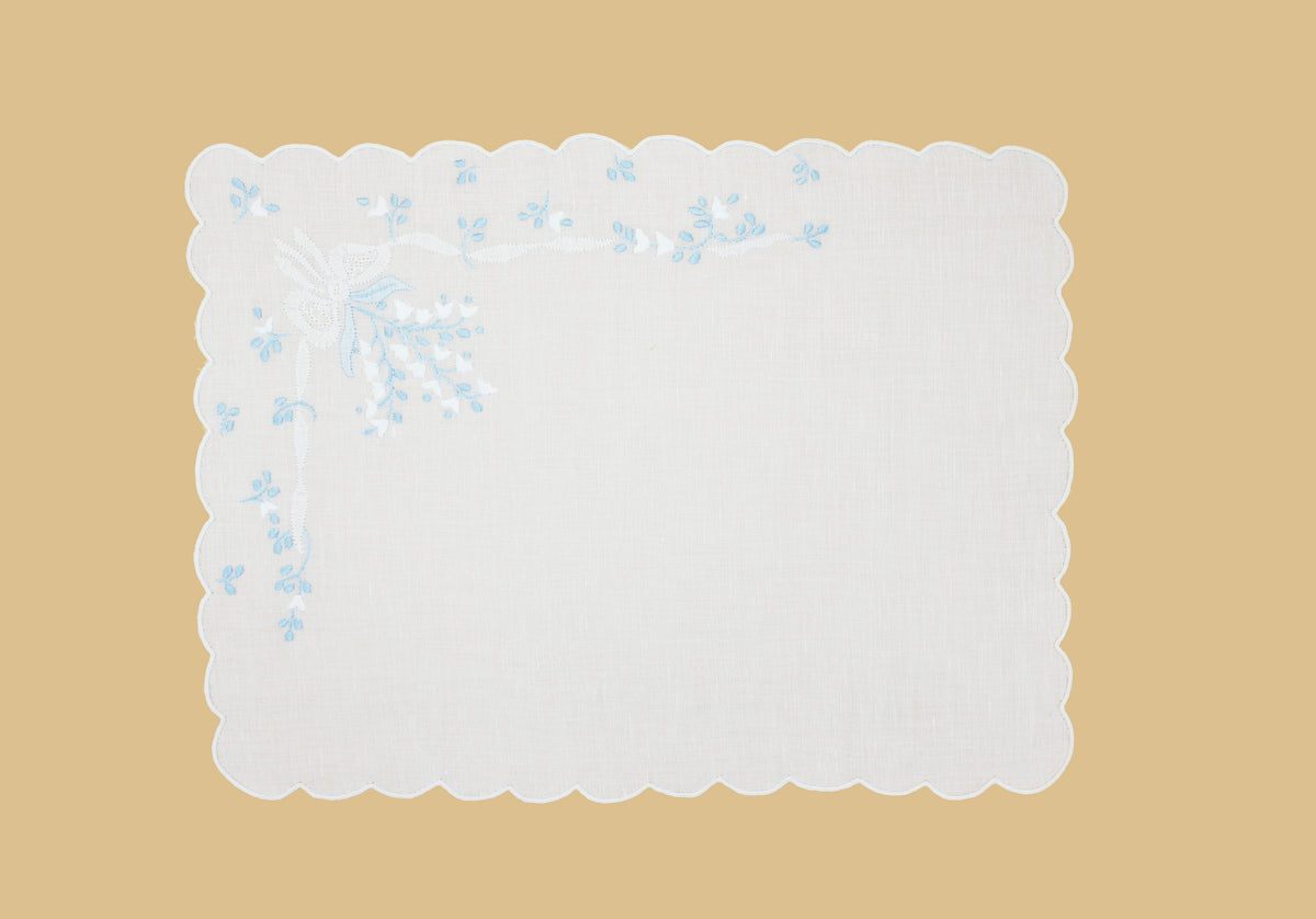 Lily of the Valley - Set of 2 light blue placemats and napkins