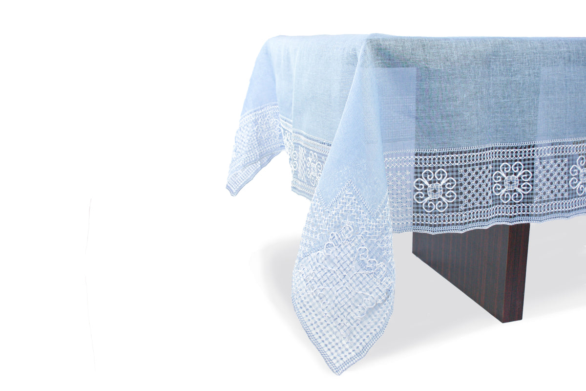 Light blue bissone tablecloth