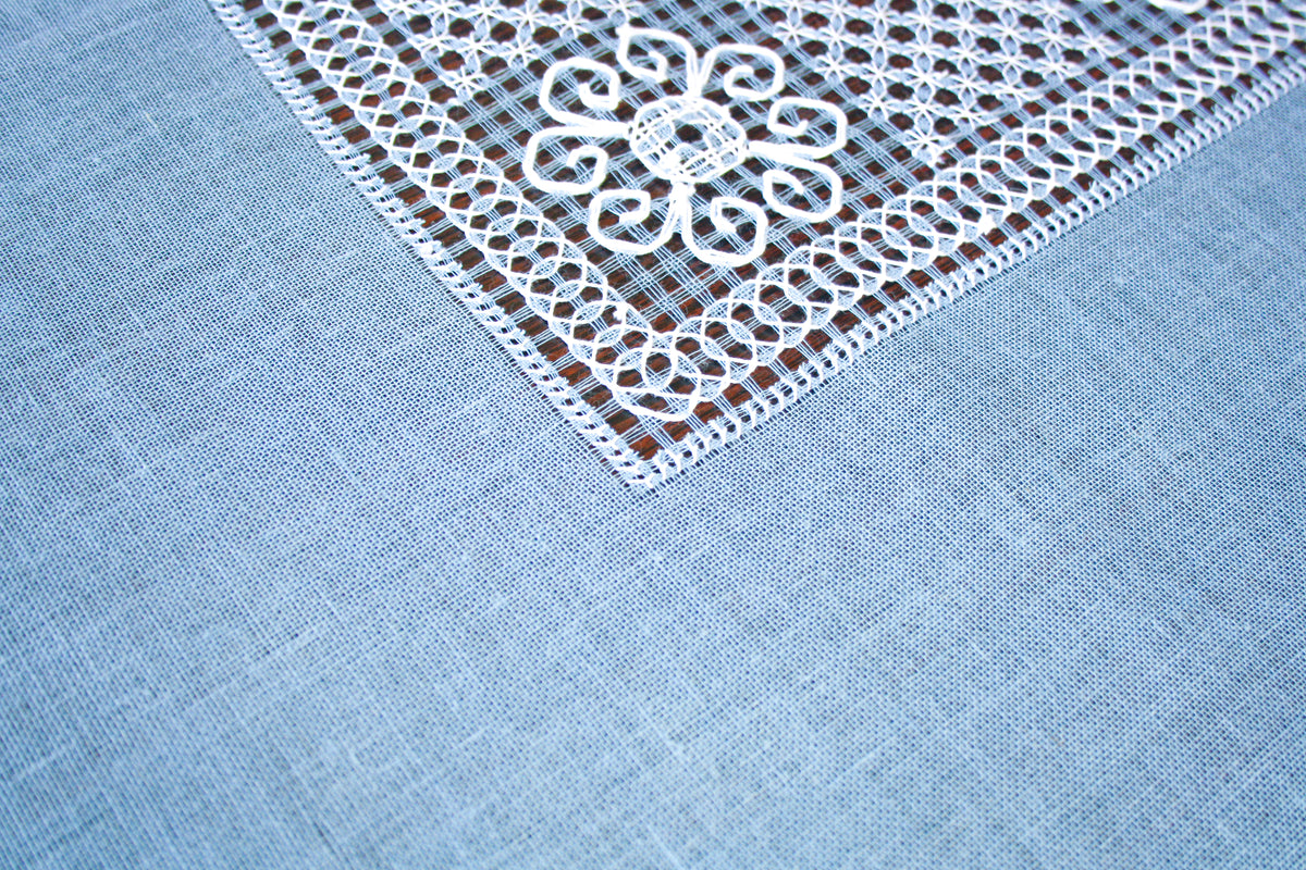 Light blue bissone tablecloth