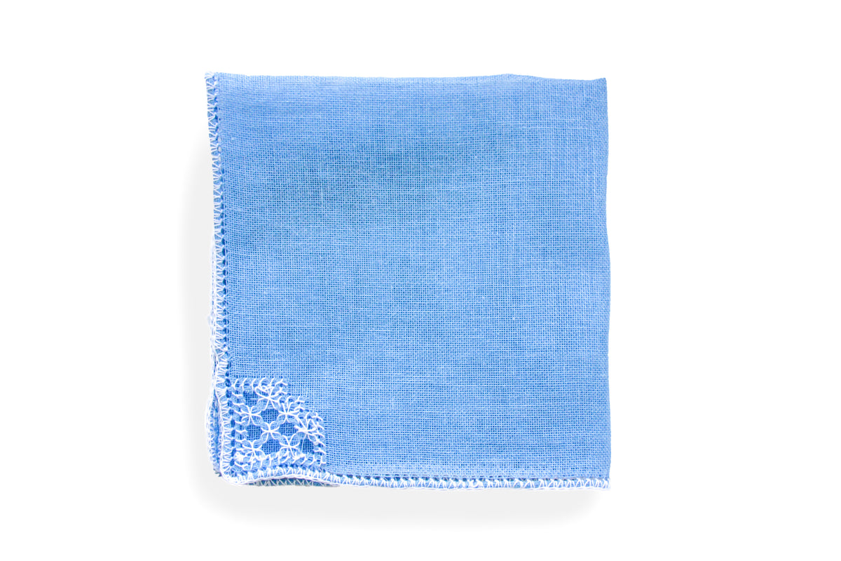 Light blue bissone tablecloth