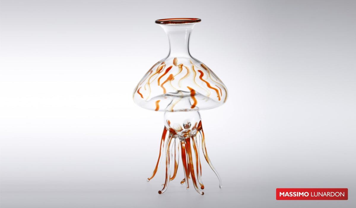 Medusa orange decanter by Massimo Lunardon