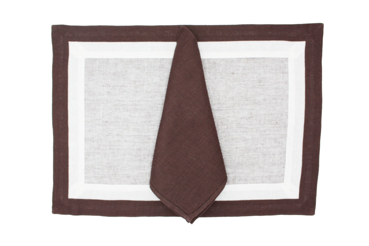Brown and white Murano placemat and napkin set