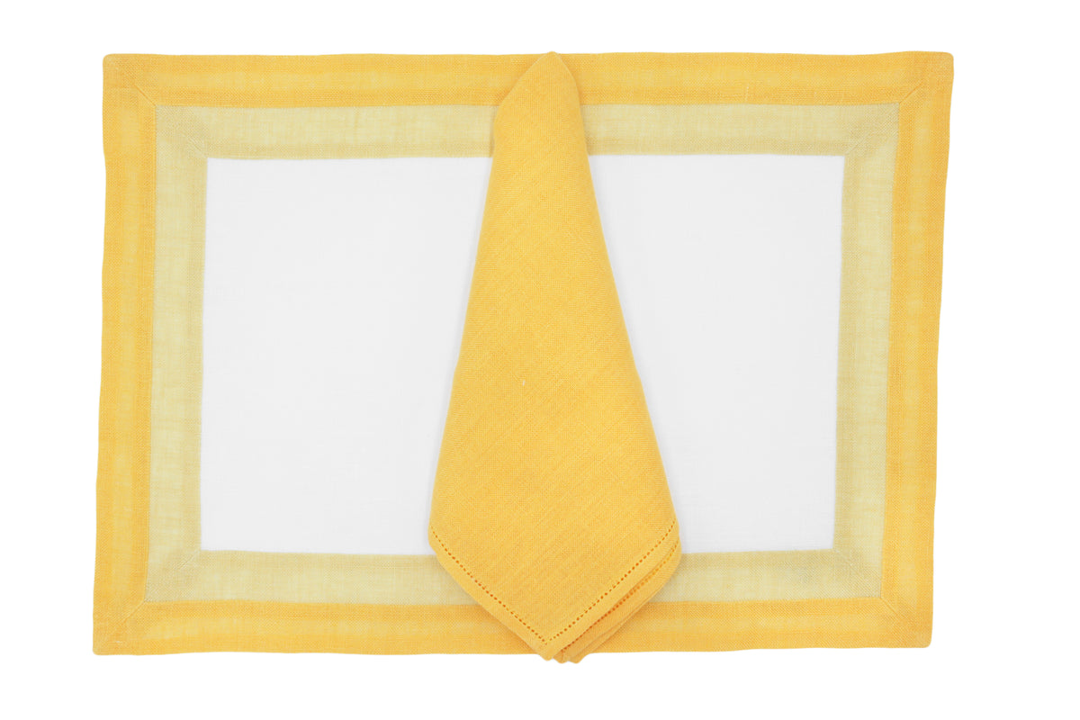 Capri - Yellow and white placemat and napkin set