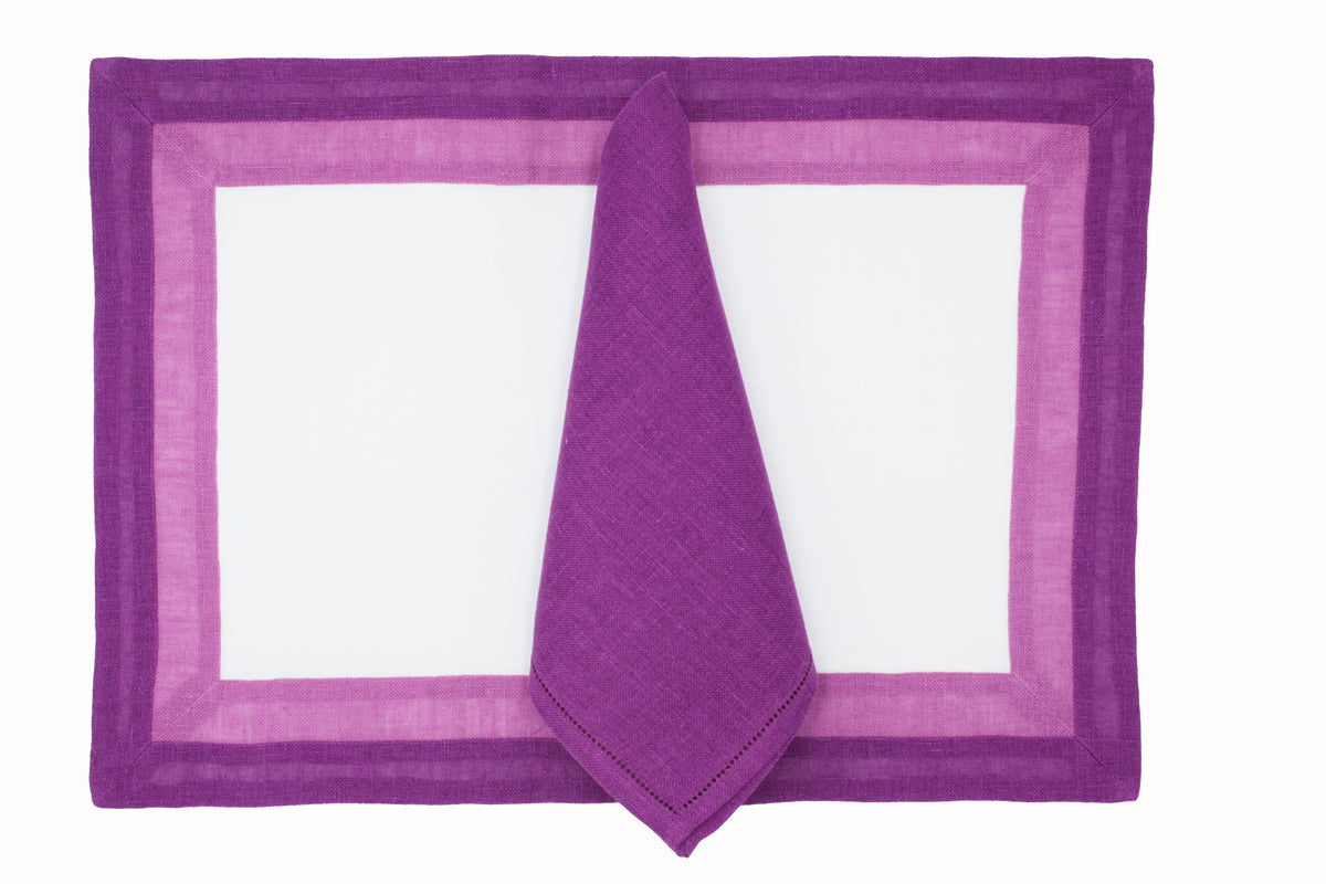 Capri - Fuchsia/white placemat and napkin set