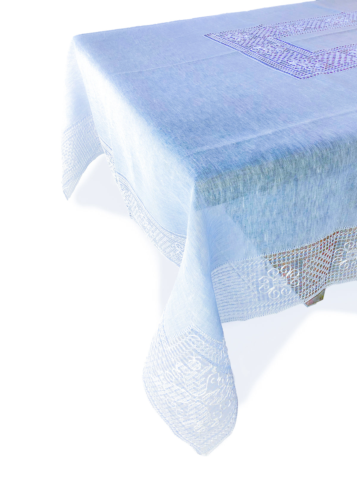 Light blue bissone tablecloth