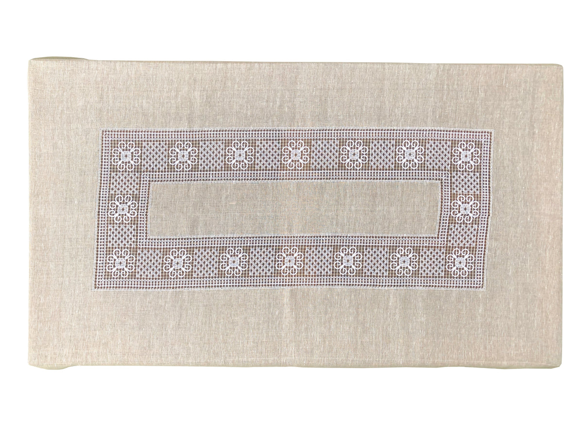 Sand-coloured bissone tablecloth