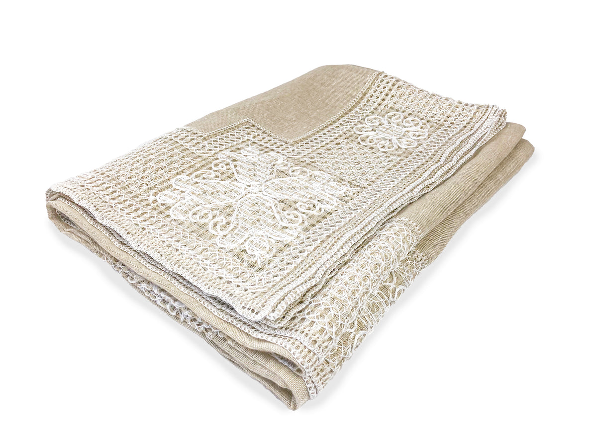 Sand-coloured bissone tablecloth