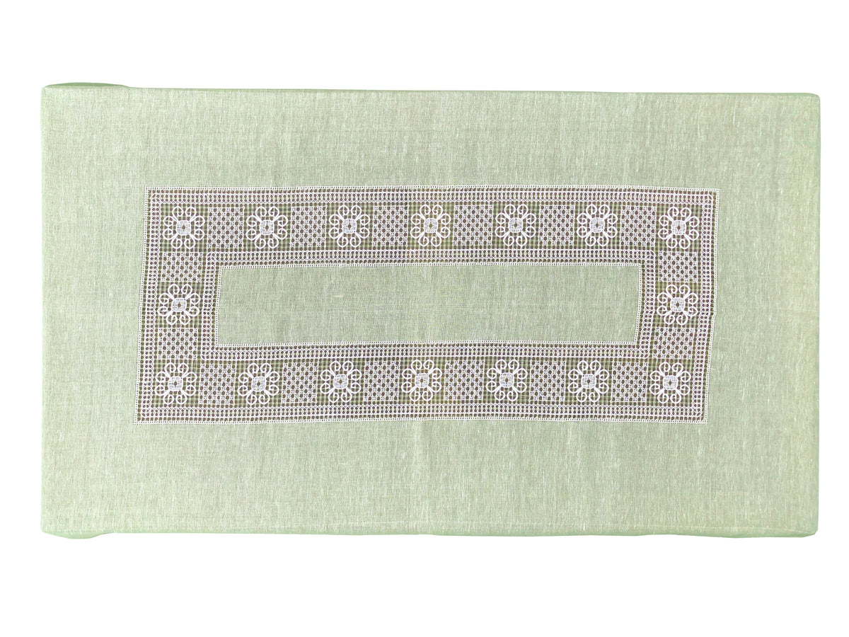 Green bissone tablecloth