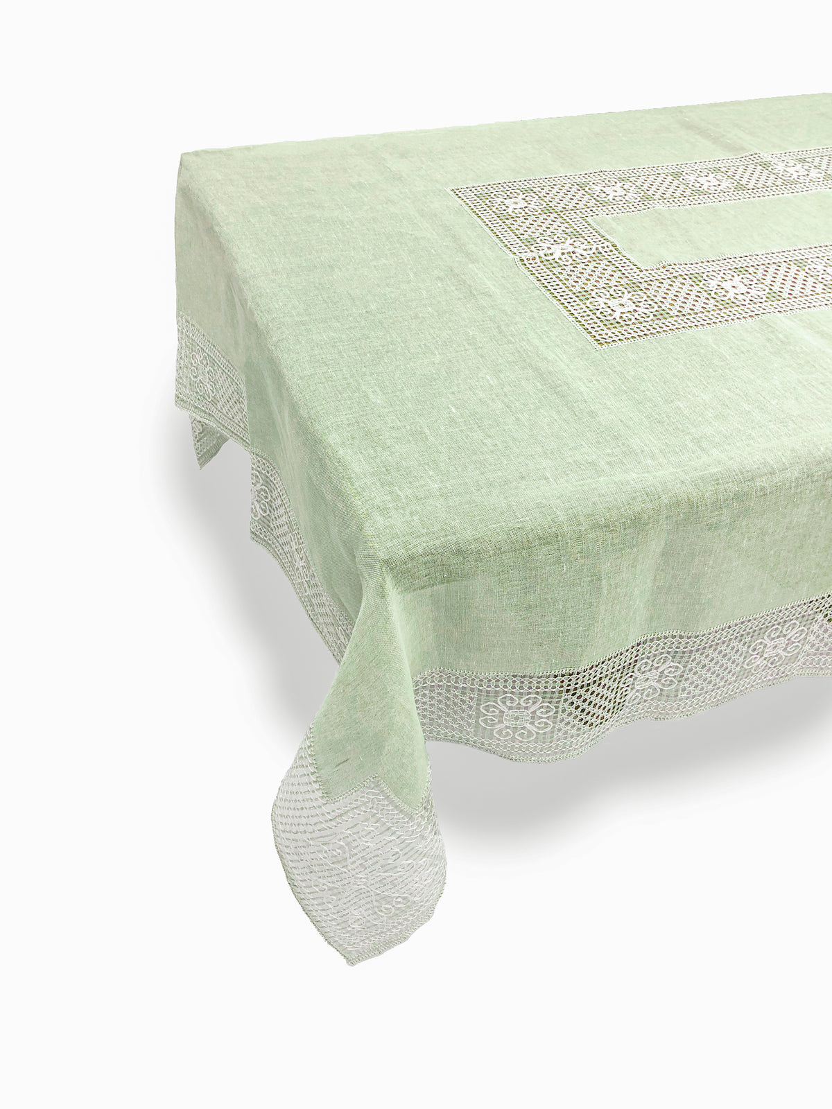 Green bissone tablecloth